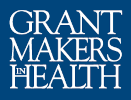 grantmakers in health in white text on blue background